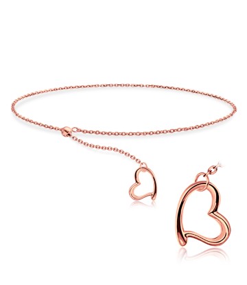 Rose Gold Plated Lovely Heart Silver Bracelet BRS-447-RO-GP